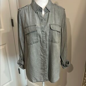 Lucky Brand Gray Denim Button-Up Shirt